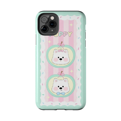 Cute Puppy Pink and Green Tough iPhone Cases