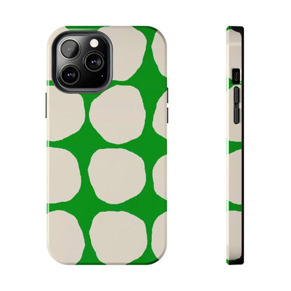 Green Scape with Beige Dots Tough iPhone Cases