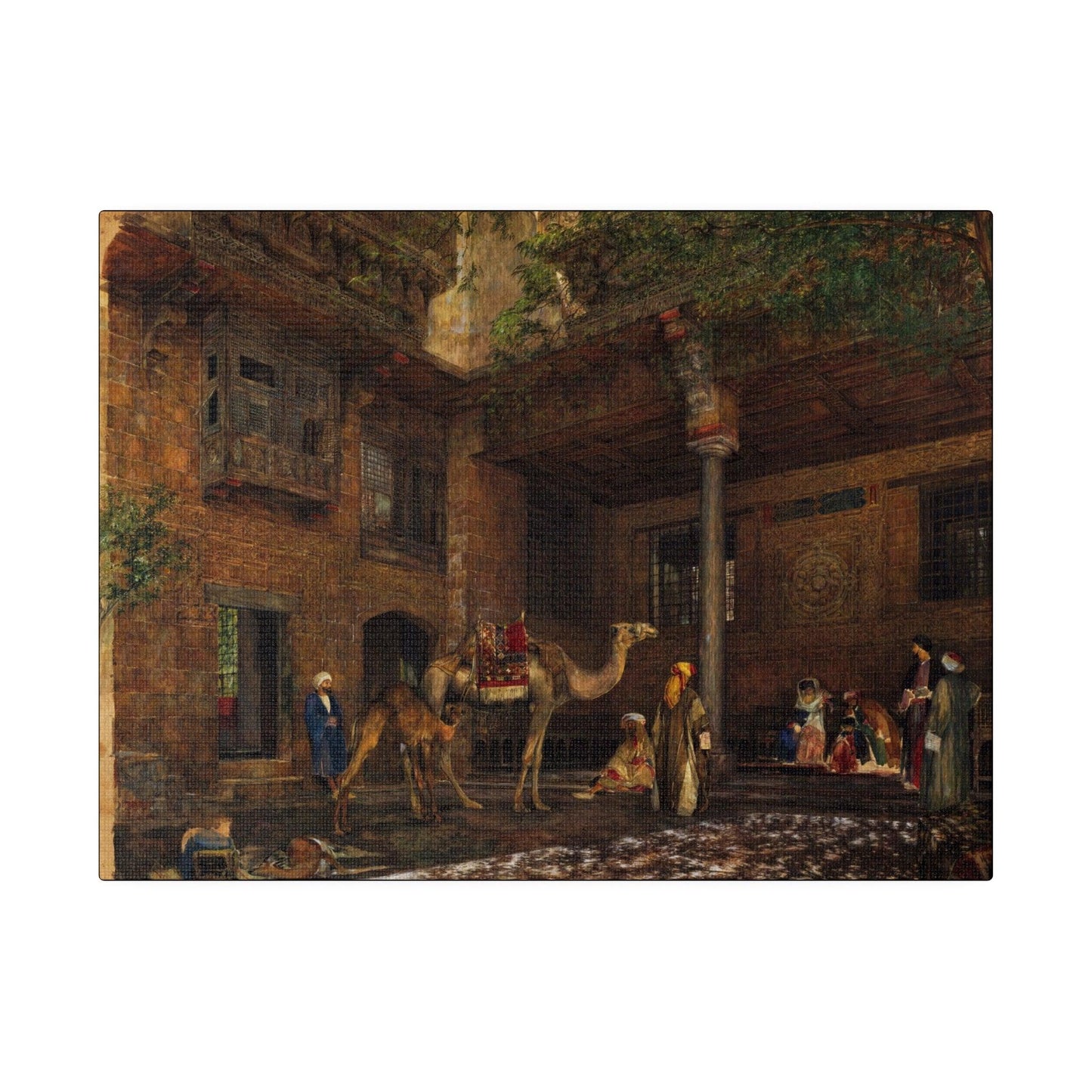 Courtyard of the Painter's House, Cairo (1850-1851) painting by John Frederick Lewis - Matte Canvas, Stretched, 0.75"