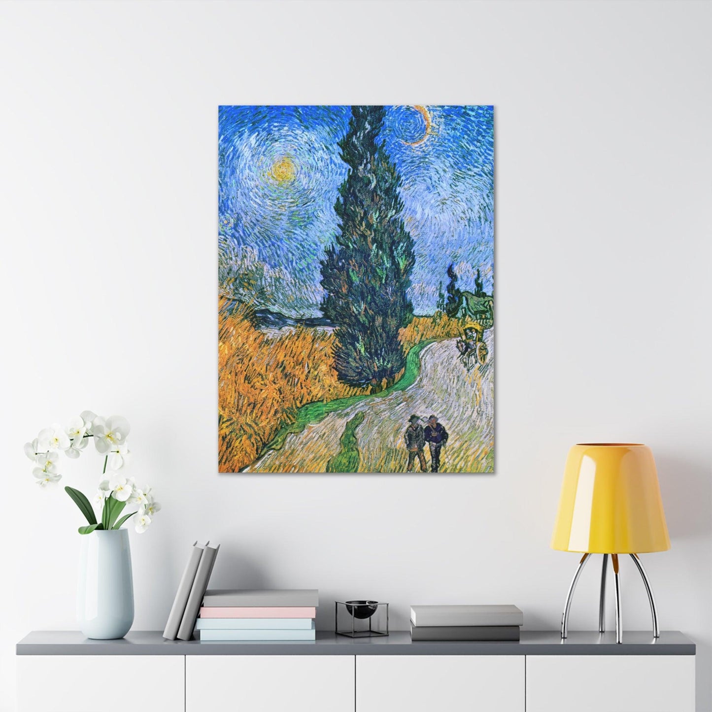 Vincent van Gogh's Road with Cypress and Star (1890) - Canvas Gallery Wraps