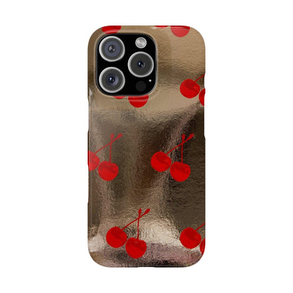 Golden Cherry Bliss Slim iPhone Cases