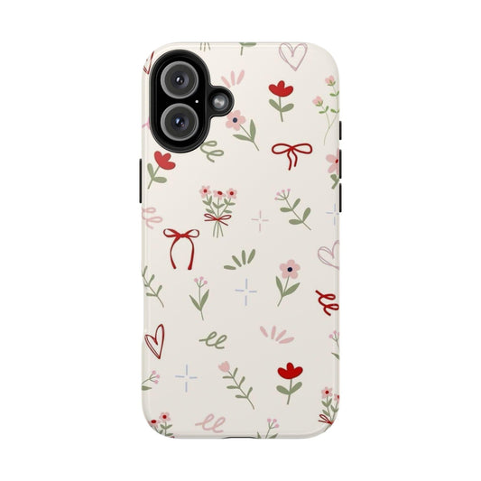 Spring Edition Hints of Red Floral Tough iPhone Cases