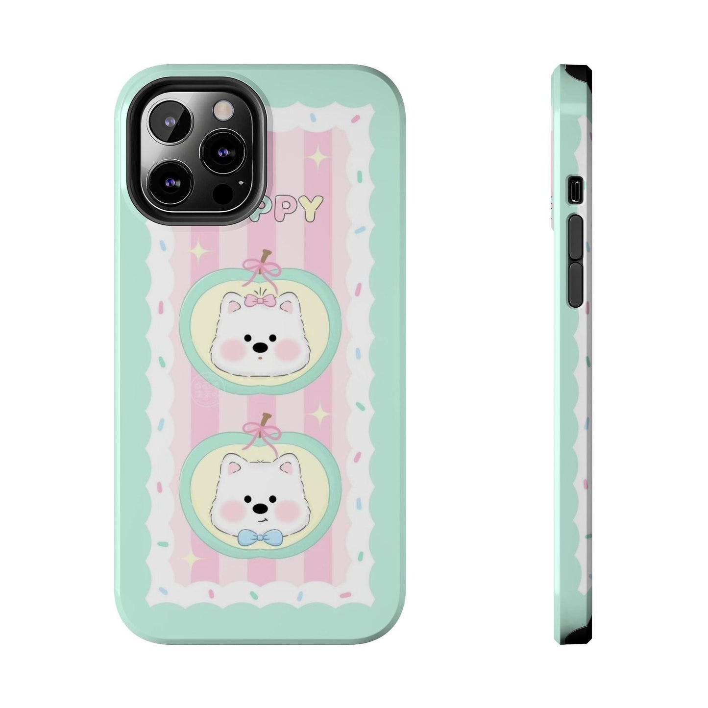 Cute Puppy Pink and Green Tough iPhone Cases