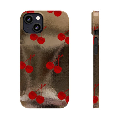 Golden Cherry Bliss Slim iPhone Cases