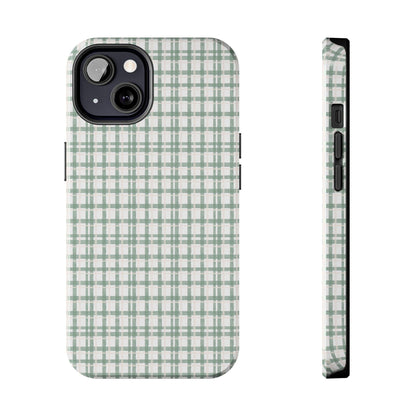 Vintage Sage Gingham Tough iPhone Cases