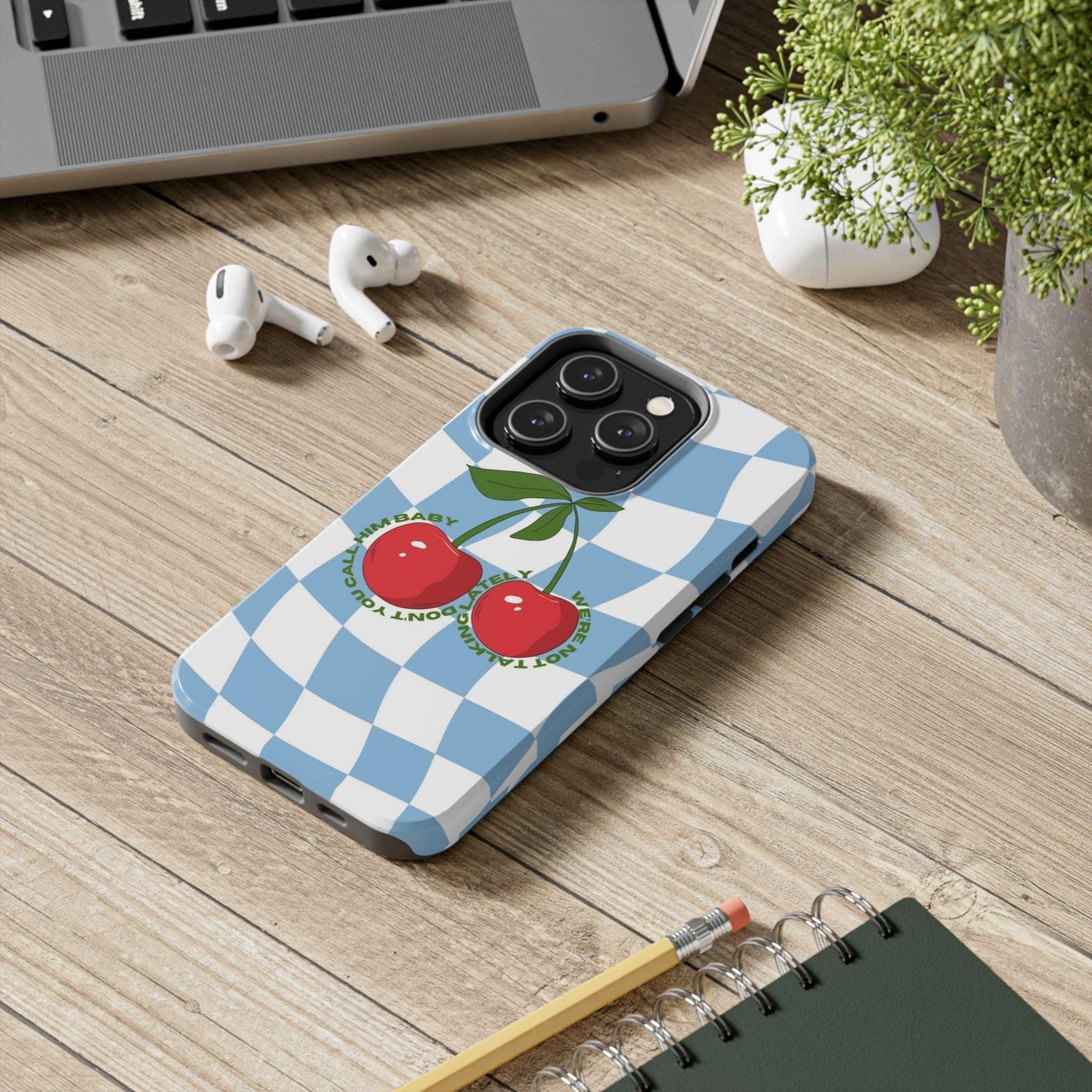 Cherry Gossip Check Tough iPhone Cases