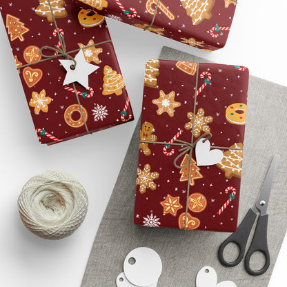 The Cookie Wonderland Burgundy Wrapping Paper