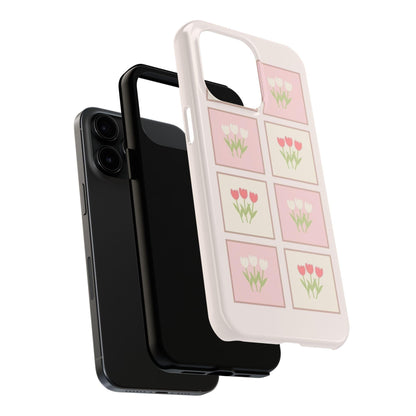 Floral Pastel Tulips Garden Tough iPhone Cases