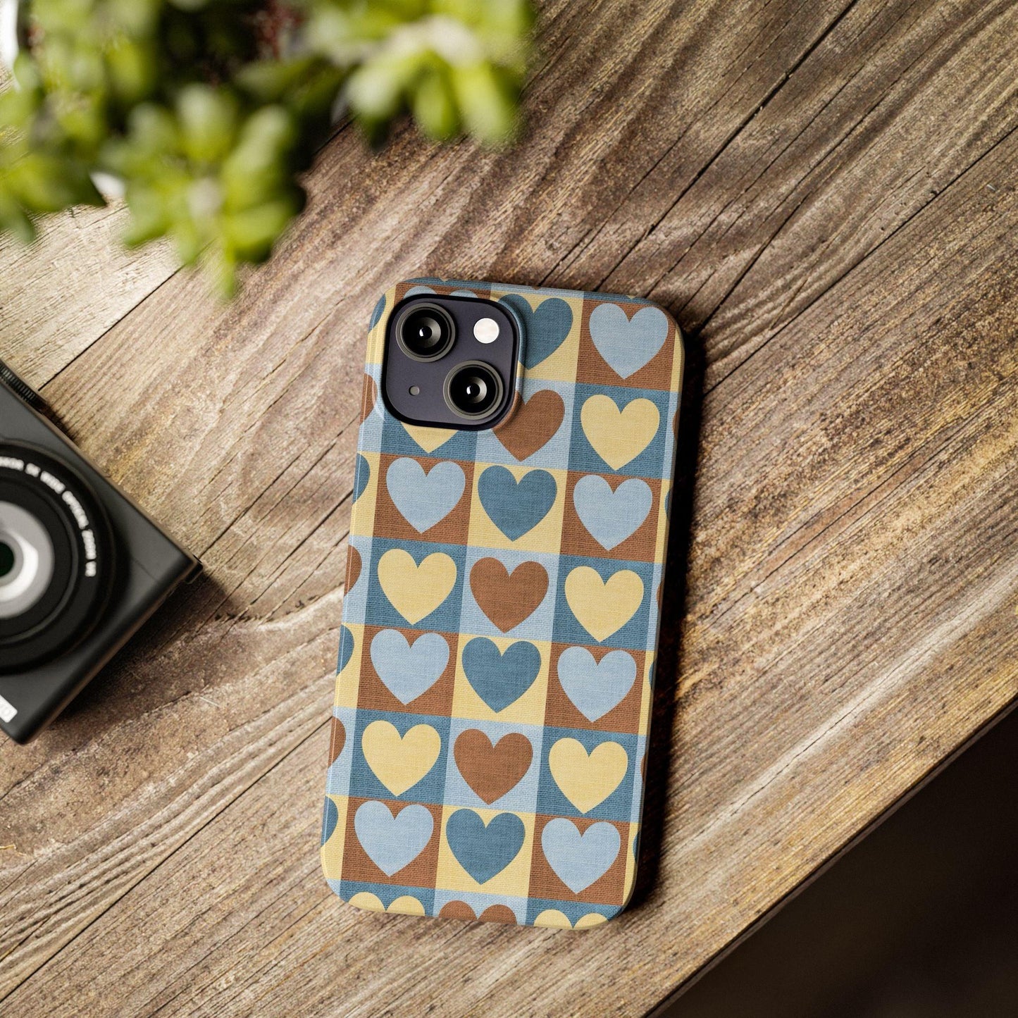 Retro Heart Mosaic Grid Case iPhone Cases