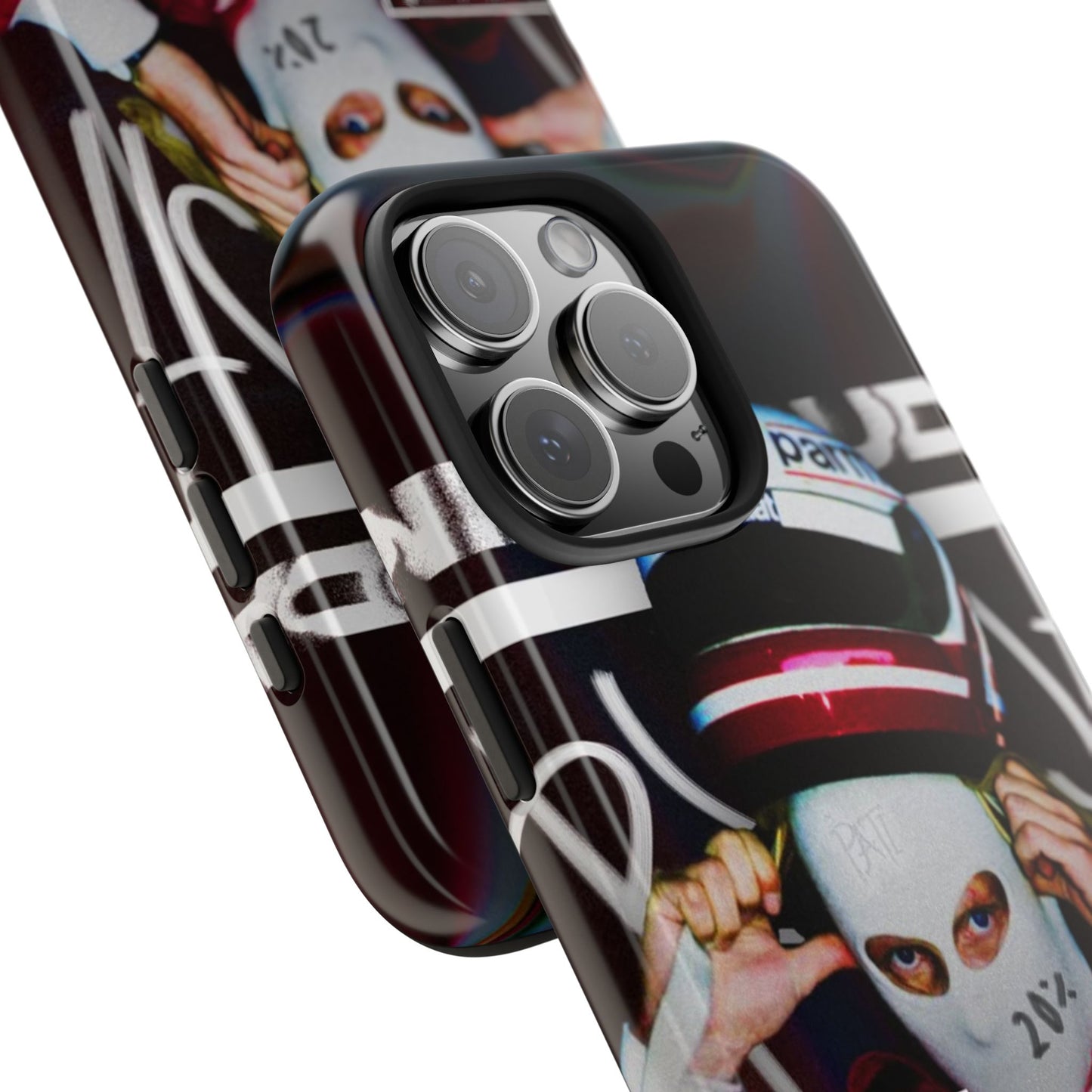 Racing-Inspired Tough Phone Case with Graffiti Design