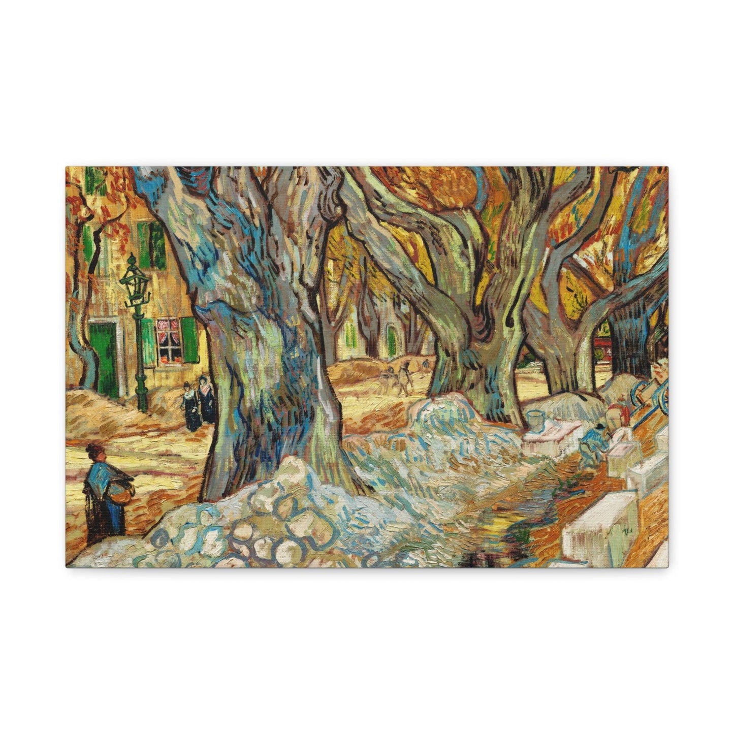 The Large Plane Trees (Road Menders at Saint-Rémy) (1889) by Vincent Van Gogh - Canvas Gallery Wraps