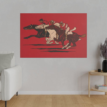 The Runners (1900), vintage horse racing illustration - Matte Canvas, Stretched, 0.75"