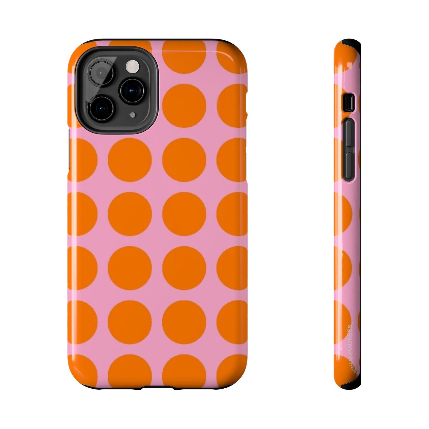 Orange Dots on Pink Tough Phone Cases