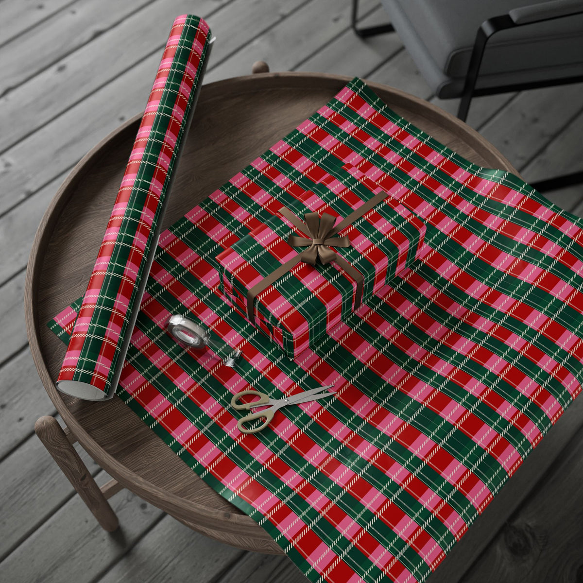 Miss Merry Tartan Christmas Gift Wrapping Paper