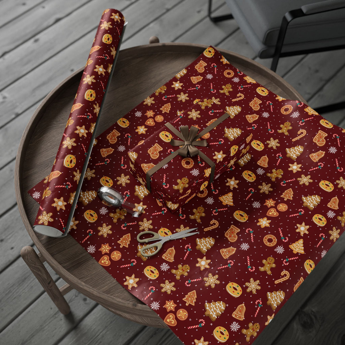 The Cookie Wonderland Burgundy Wrapping Paper