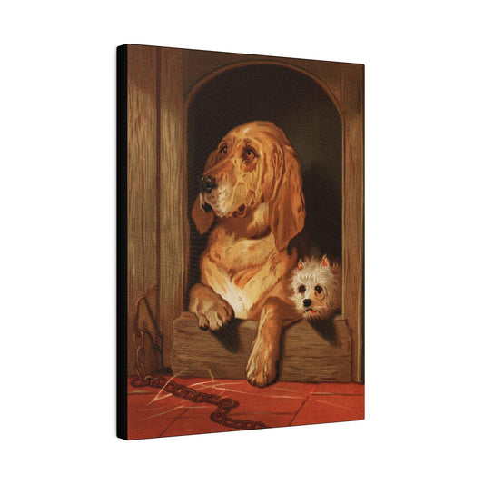 Dignity and Impudence by Sir Edwin Landseer 1877 Landseer dog painting of a bloodhound and a terrier on a Matte Canvas Stretched 0.75