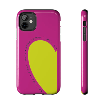 Amor Neon Heart Tough iPhone Cases