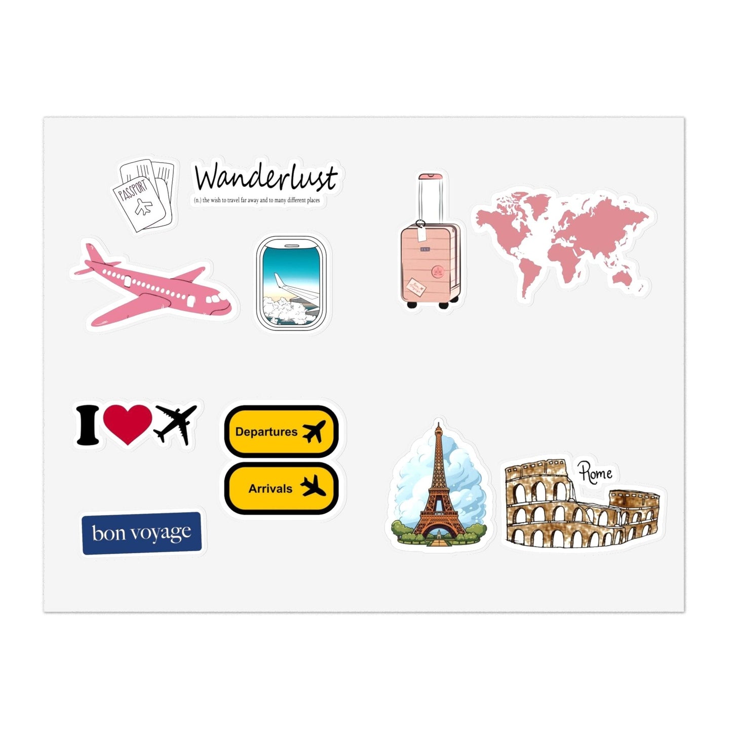 Wanderlust Traveller Sticker Sheets for PhoneCase/iPad/Laptop and Notebooks/Scarpbooks