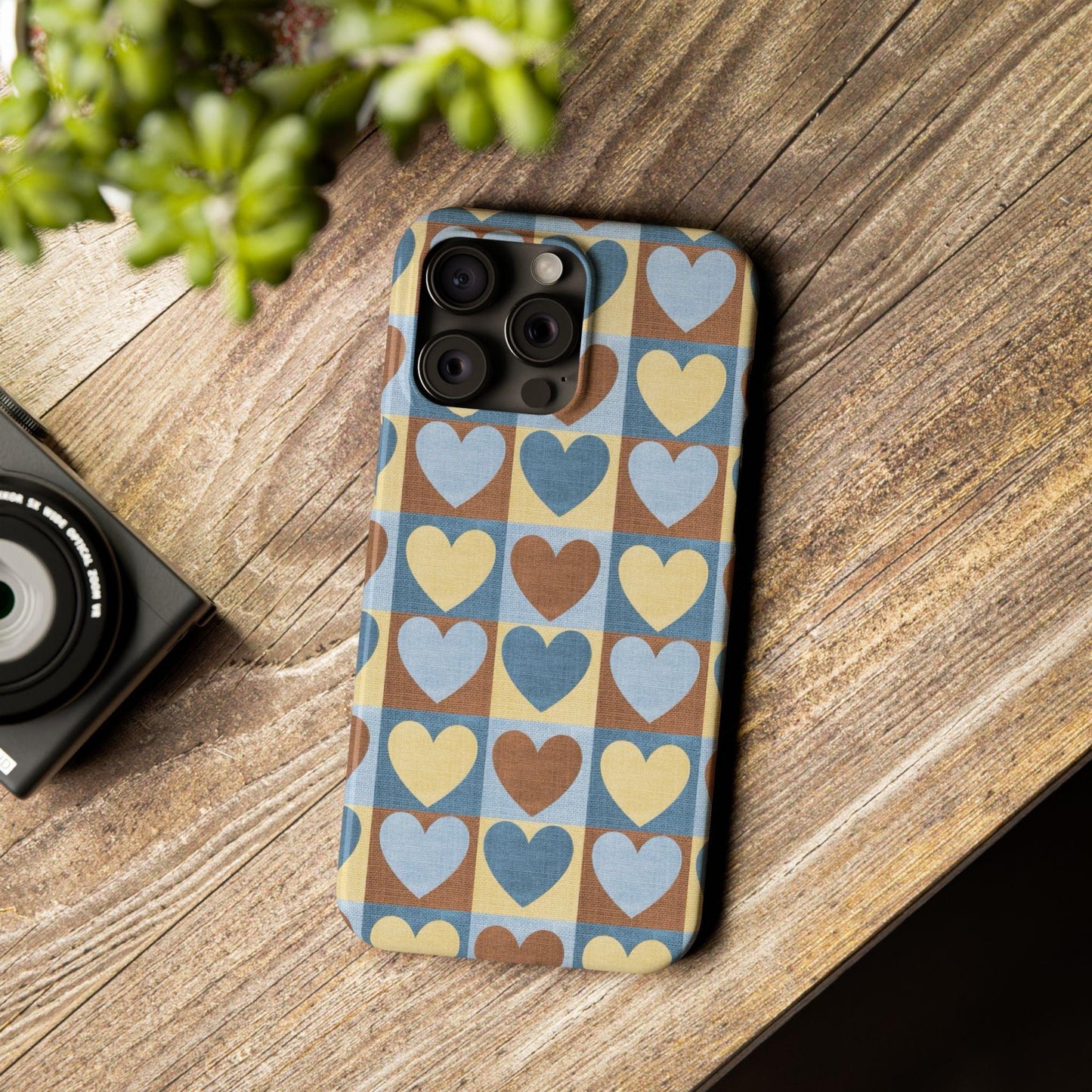 Retro Heart Mosaic Grid Case iPhone Cases