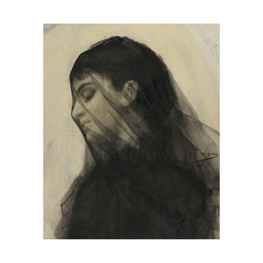 Head of a Veiled Woman by Anders Zorn - Matte Vertical Posters