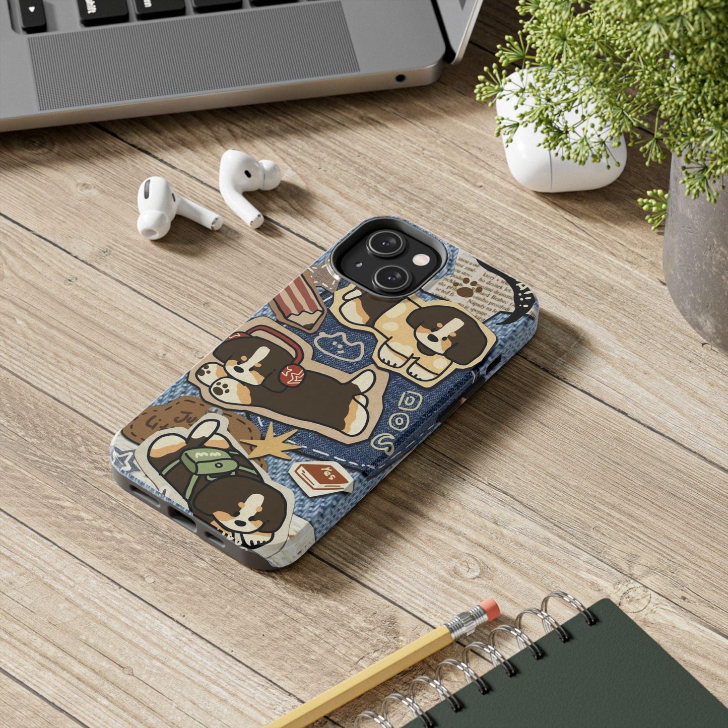 Puppy Pals Denim Vibes Tough iPhone Cases