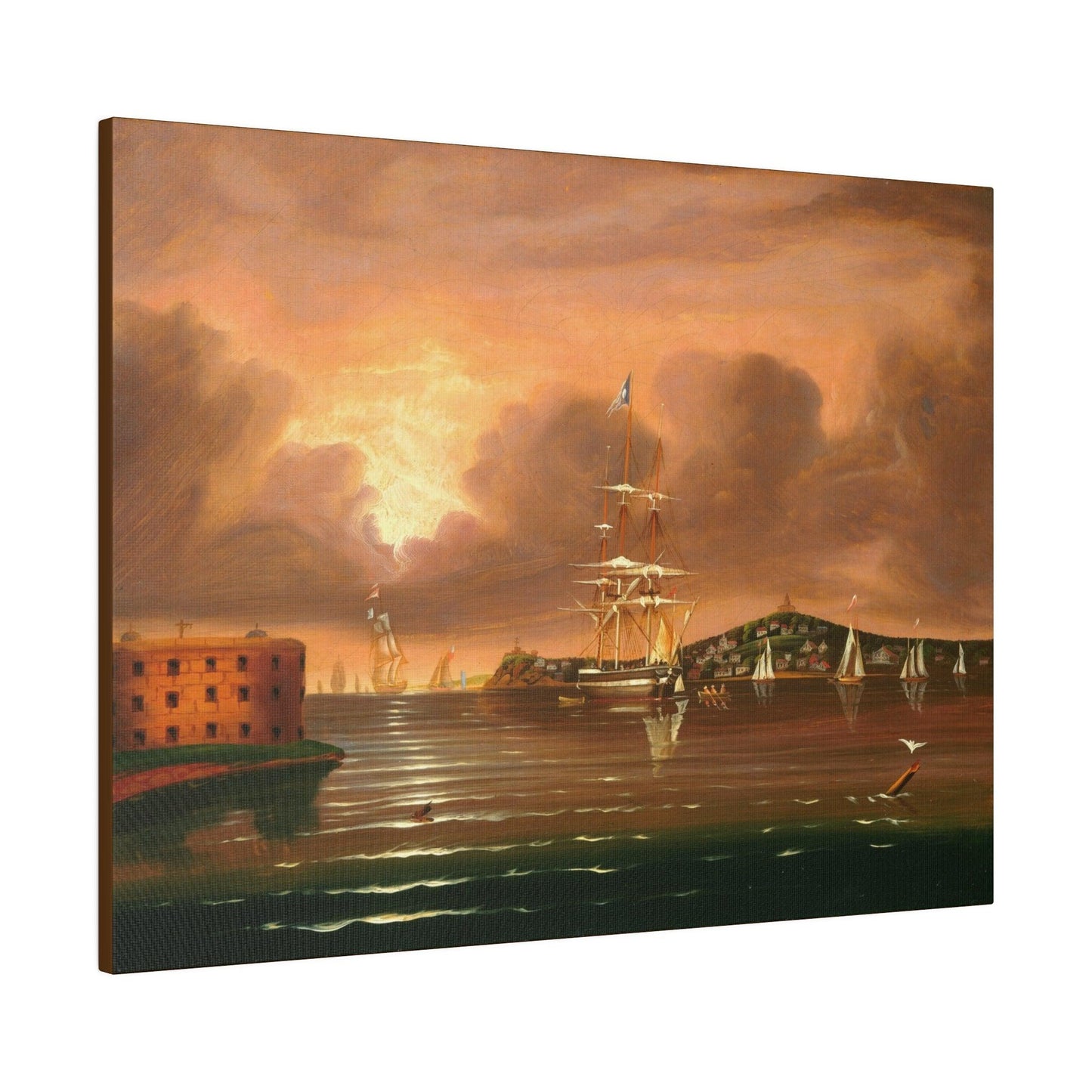 Threatening Sky on Bay of New York 19th century by Thomas Chambers on a Matte Canvas Stretched 0.75