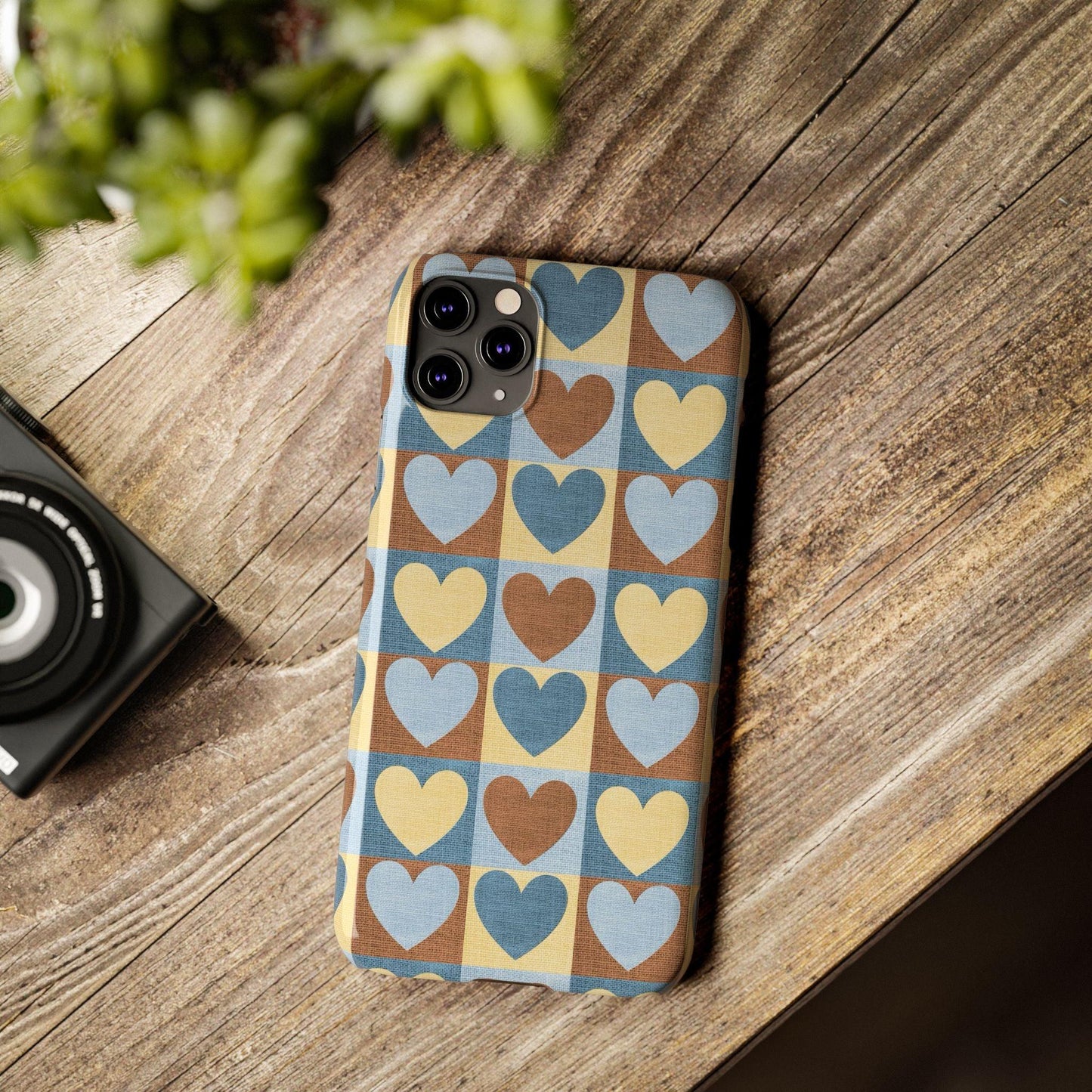 Retro Heart Mosaic Grid Case iPhone Cases