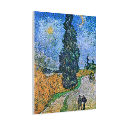 Vincent van Gogh's Road with Cypress and Star (1890) - Canvas Gallery Wraps