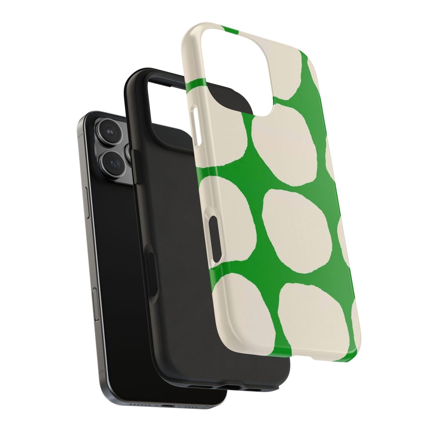 Green Scape with Beige Dots Tough iPhone Cases