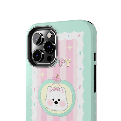 Cute Puppy Pink and Green Tough iPhone Cases