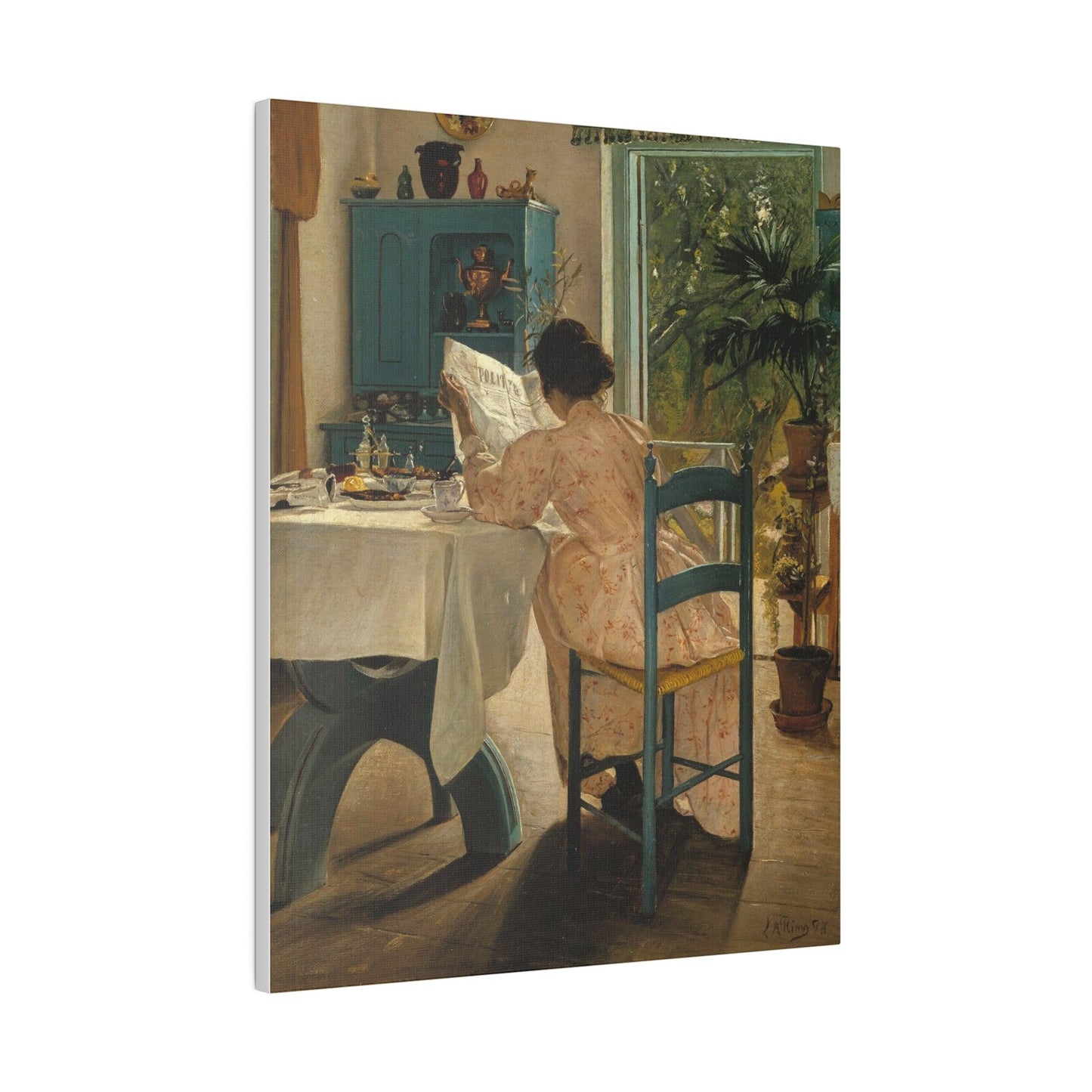 Laurits Andersen Ring Ved frokostbordet og morgenaviserne on a Matte Canvas Stretched 0.75