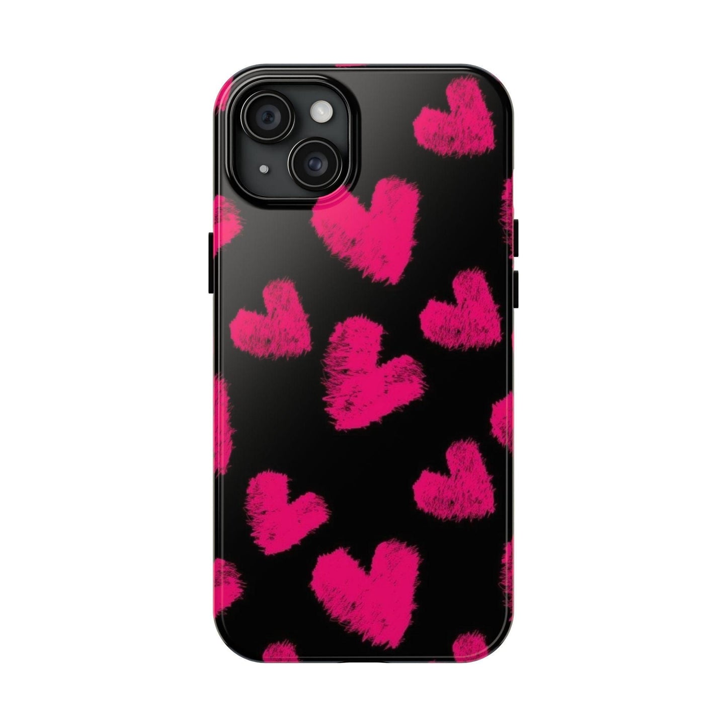 Hot Pink Fuzzy Hearts iPhone Tough Case