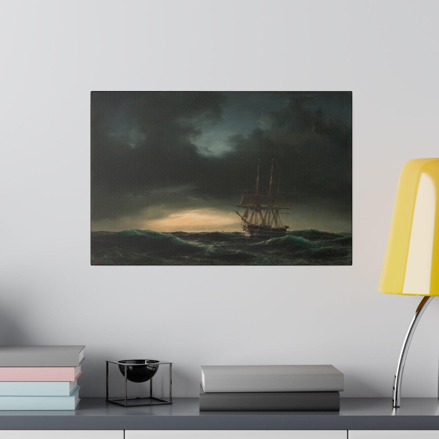 A Danish corvette in the lake after a storm by Anton Melbye - Matte Canvas, Stretched, 0.75"