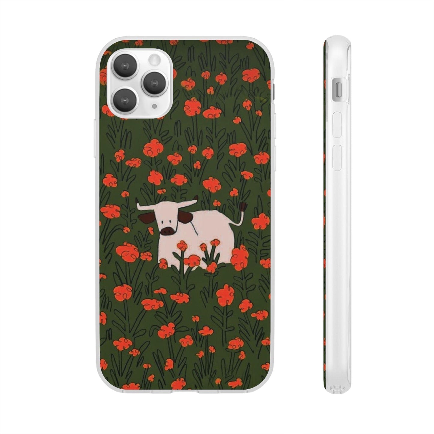 Cow in Flower Field - Flexi iPhone Cases