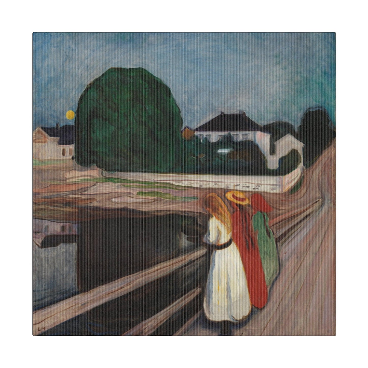 Edvard Munch's The Girls on the Bridge 1901  Matte Canvas Stretched 0.75