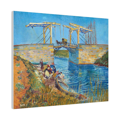 Vincent van Gogh's The Langlois Bridge at Arles with Women Washing (1888) famous painting - Matte Canvas, Stretched, 0.75"