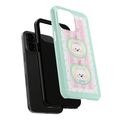 Cute Puppy Pink and Green Tough iPhone Cases