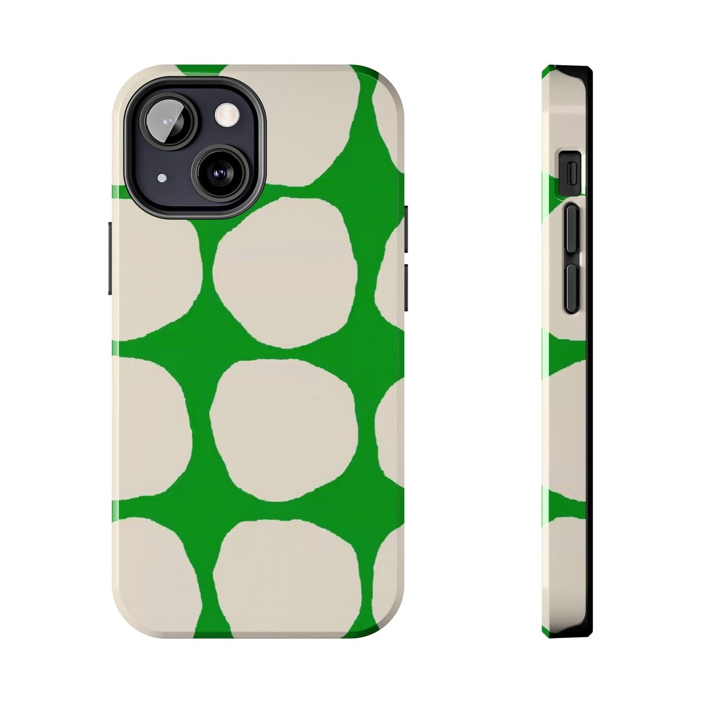 Green Scape with Beige Dots Tough iPhone Cases