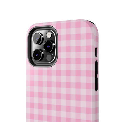 Pink Gingham Tough iPhone Cases