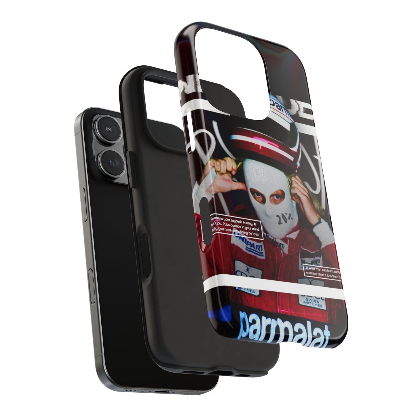 Racing-Inspired Tough Phone Case with Graffiti Design