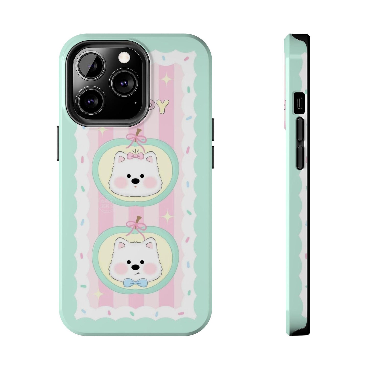 Cute Puppy Pink and Green Tough iPhone Cases