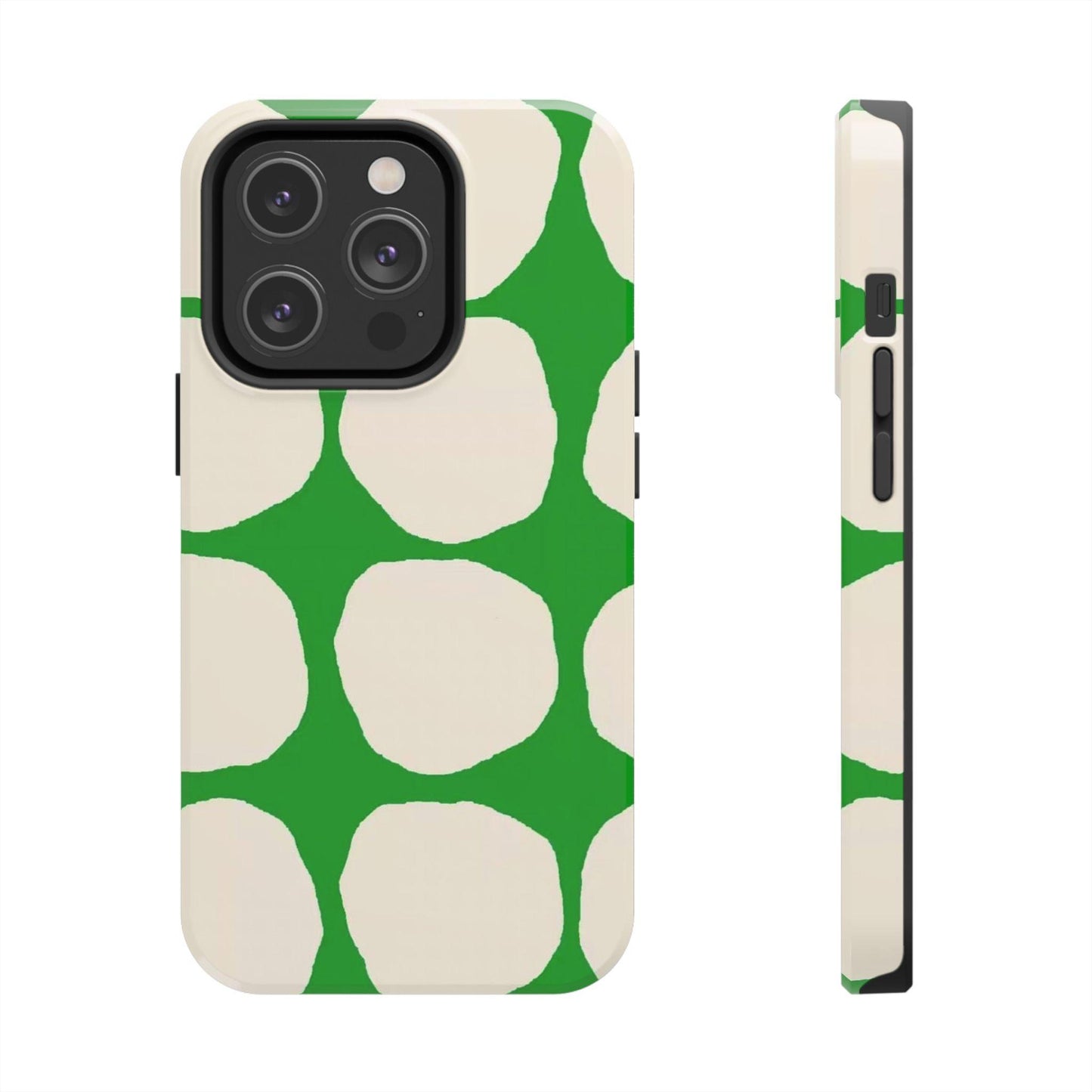 Green Scape with Beige Dots Tough iPhone Cases