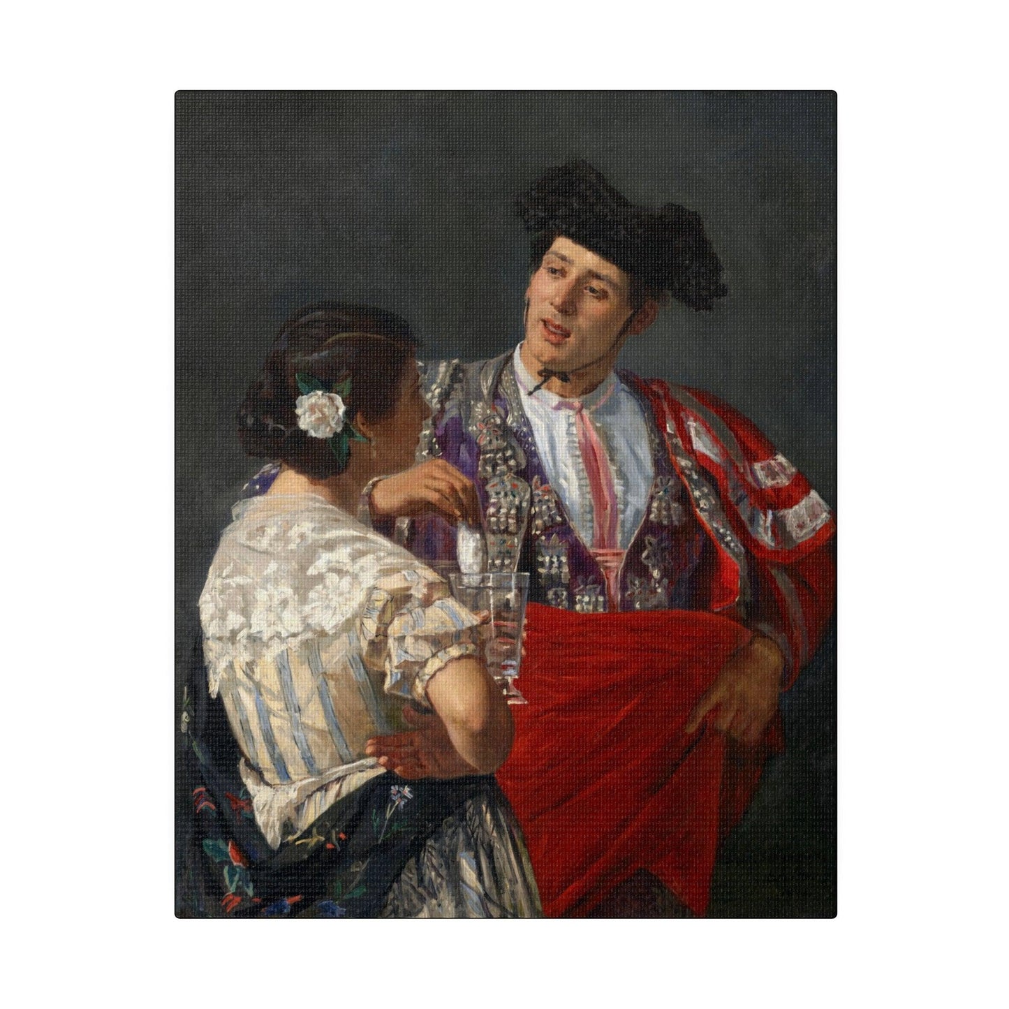 Offering the panel to the bullfighter (1873) painting by Mary Cassatt - Matte Canvas, Stretched, 0.75"