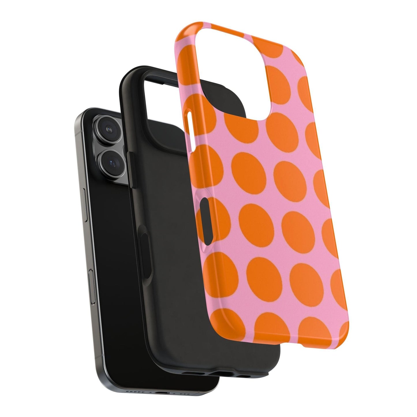 Orange Dots on Pink Tough Phone Cases