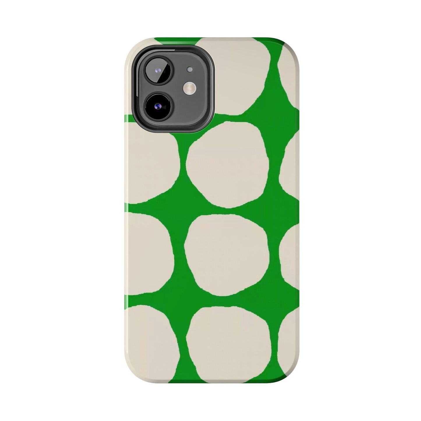 Green Scape with Beige Dots Tough iPhone Cases