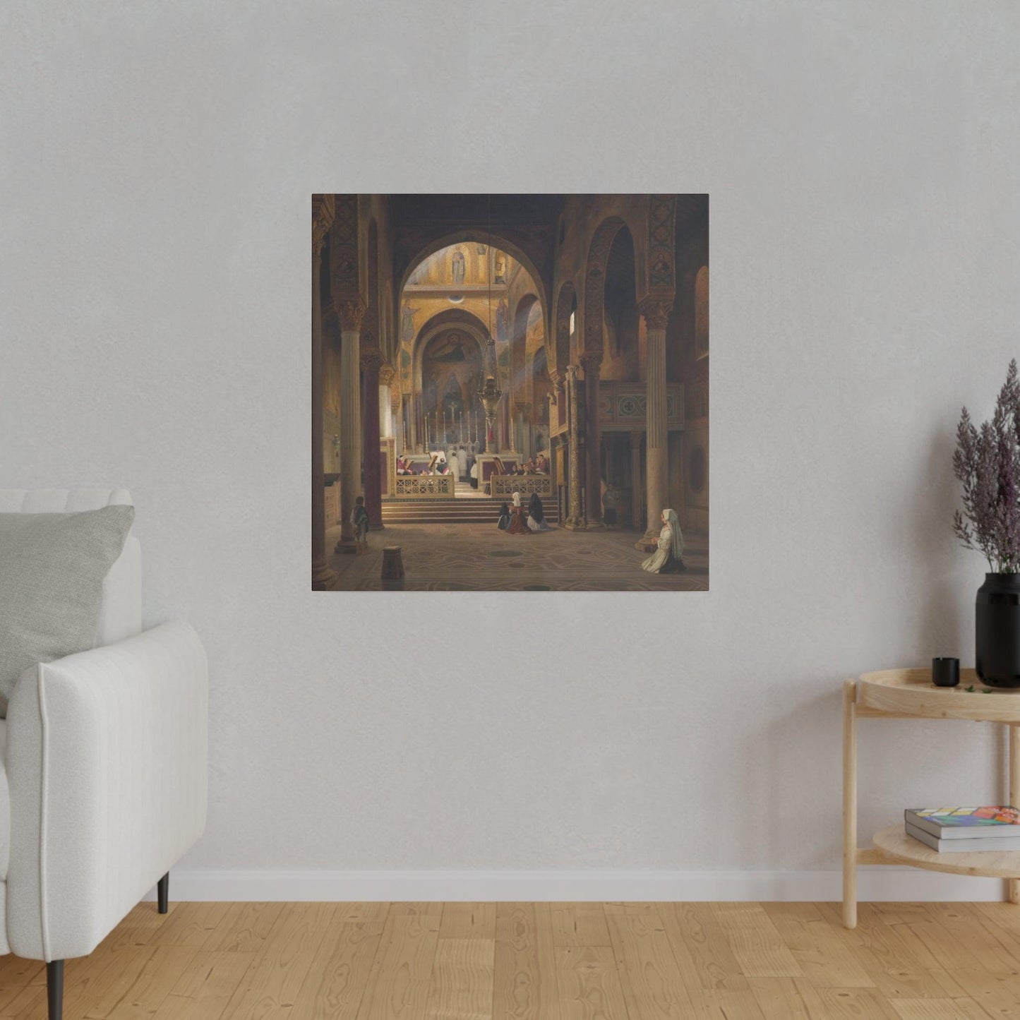 Interior of the Capella Palatina in Palermo Italy by Martinus Rørbye  on a Matte Canvas Stretched 0.75