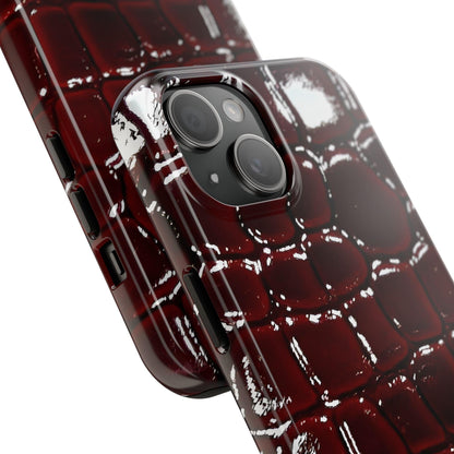 Croc Print Cherry Red Tough Phone Case – Luxe Protection with Bold Style