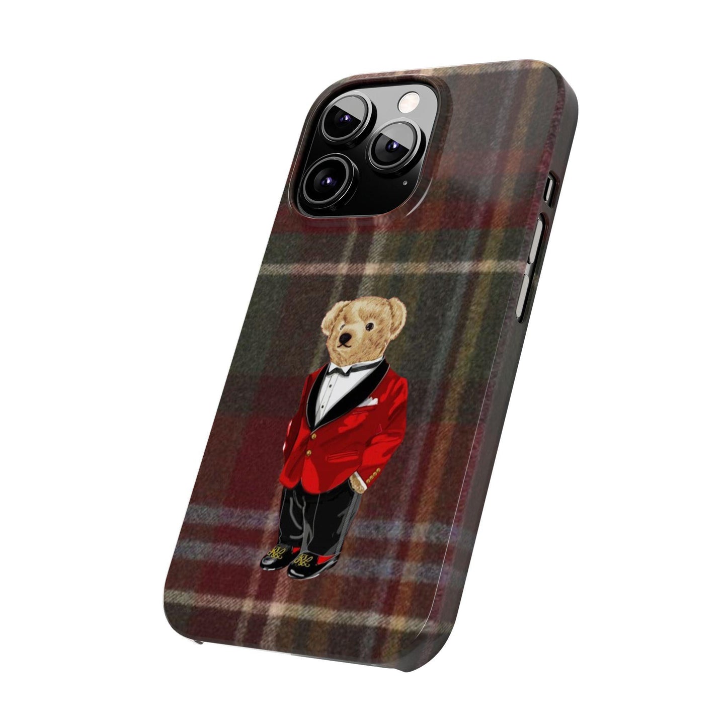 Dapper Bear Plaid Phone Case - Classic Tartan Polo Bear Design iPhone Cases