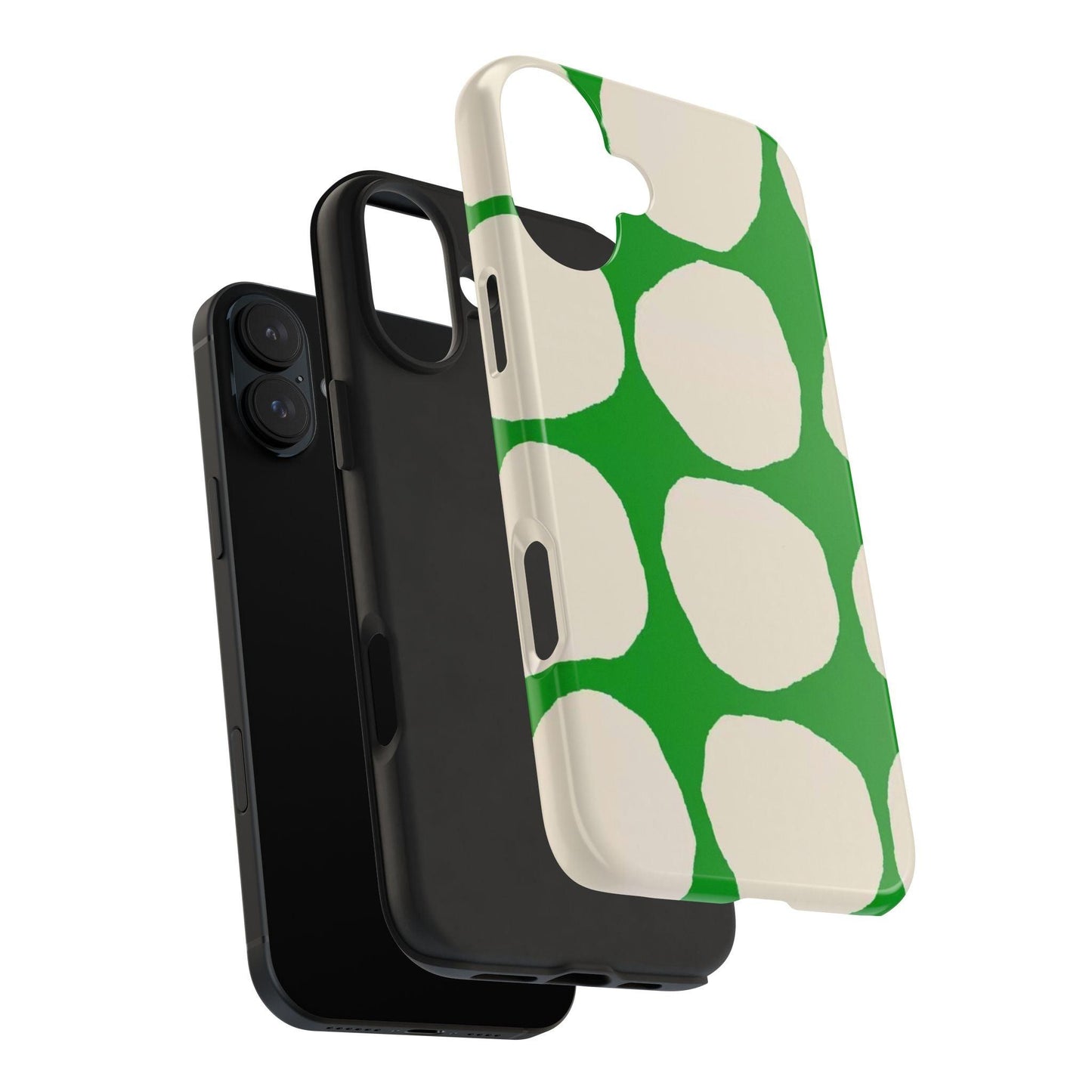 Green Scape with Beige Dots Tough iPhone Cases