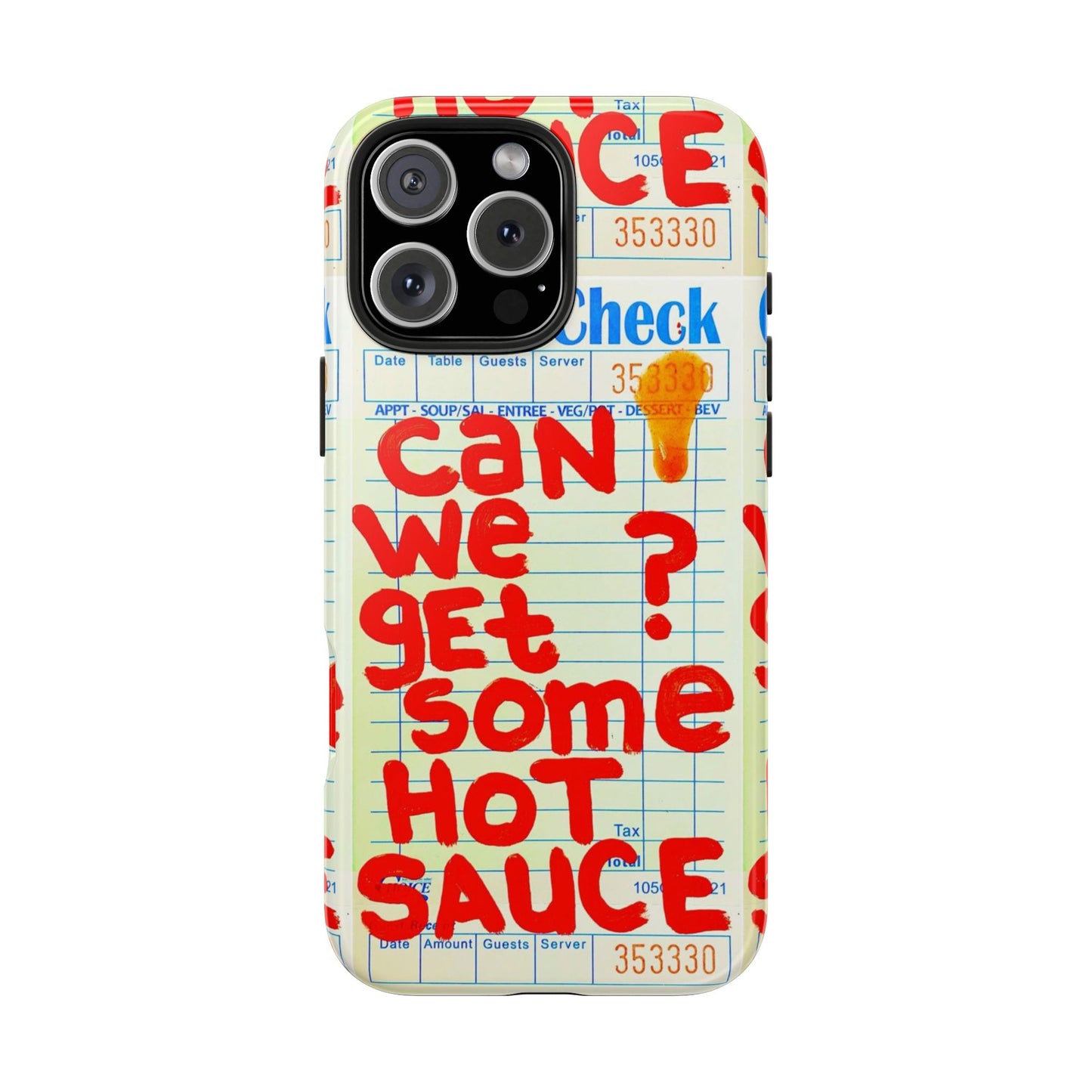 Funny Hot Sauce Guest Check Phone Case - Tough Protection for Foodies